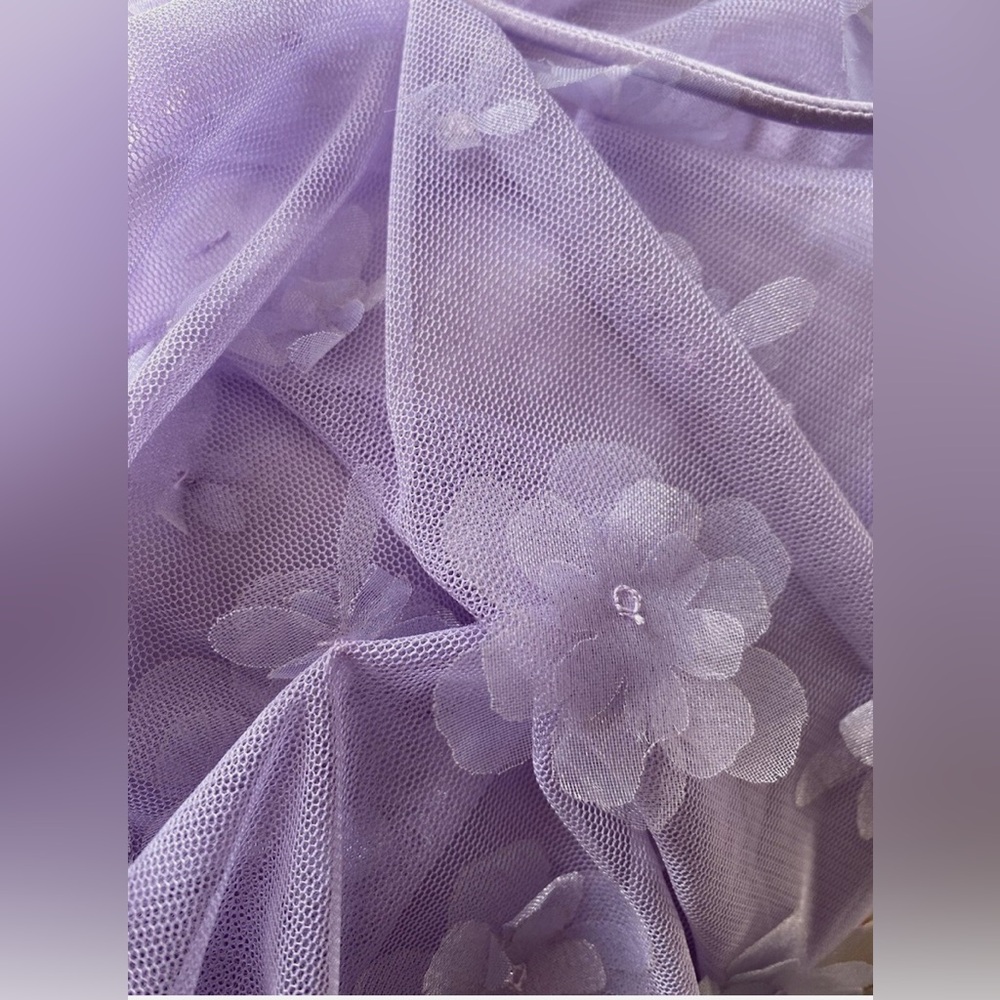 NWT Anthropologie | Lavender Midi Dress with Floral Appliqué - 10 - Picture 8 of 14